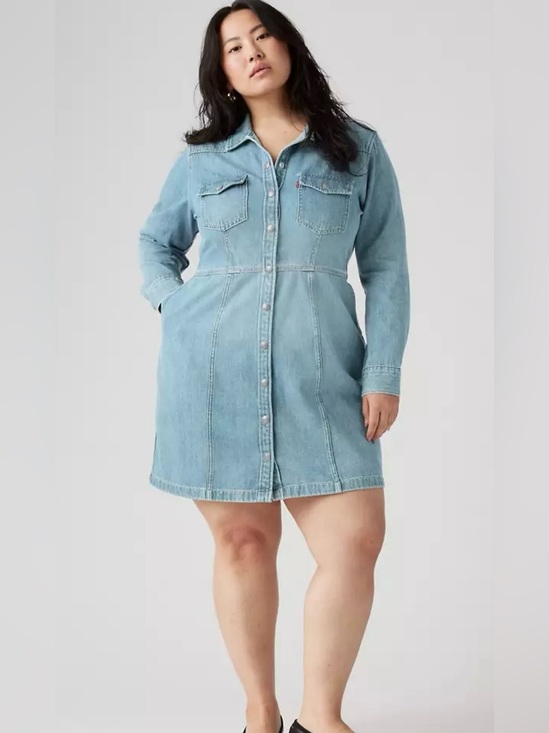 Levi's Dresses & Skirts - NWT women’s Levi's Light Blue Western Denim Button-Up long sleeve Dress